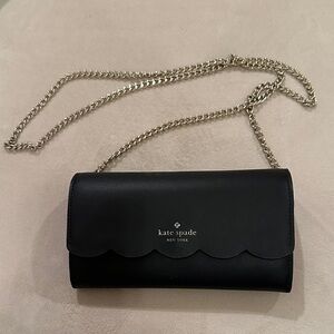 Kate Spade Black Crossbody Bag with Silver Chain